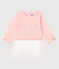 Vestido de muletón de bebé. rosa MINOIS/blanco MARSHMALLOW
