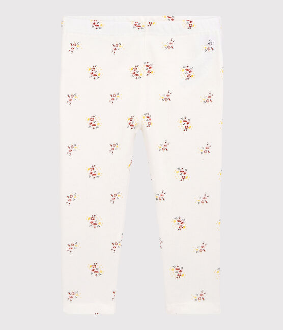 Leggings estampados de algodón de bebé niña blanco MARSHMALLOW/blanco MULTICO