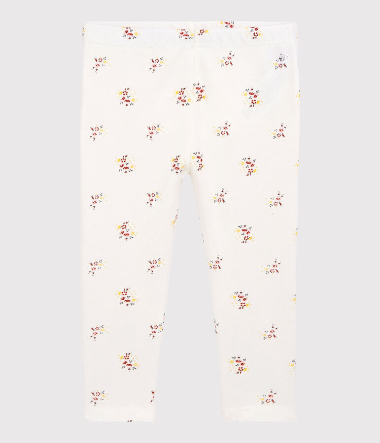Leggings estampados de algod&oacute;n de beb&eacute; ni&ntilde;a blanco MARSHMALLOW/blanco MULTICO