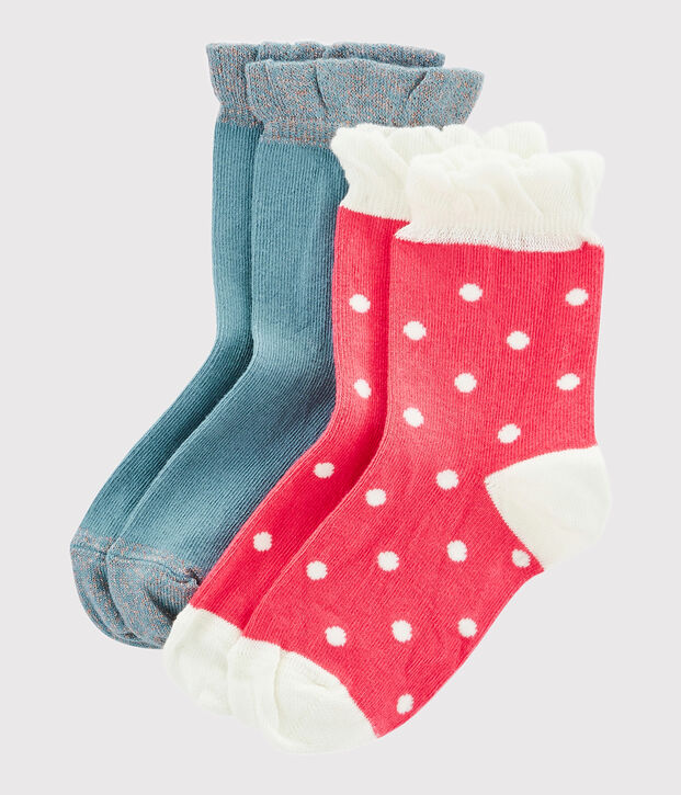 Lote de 2 pares de calcetines infantiles para ni&ntilde;a multicolor