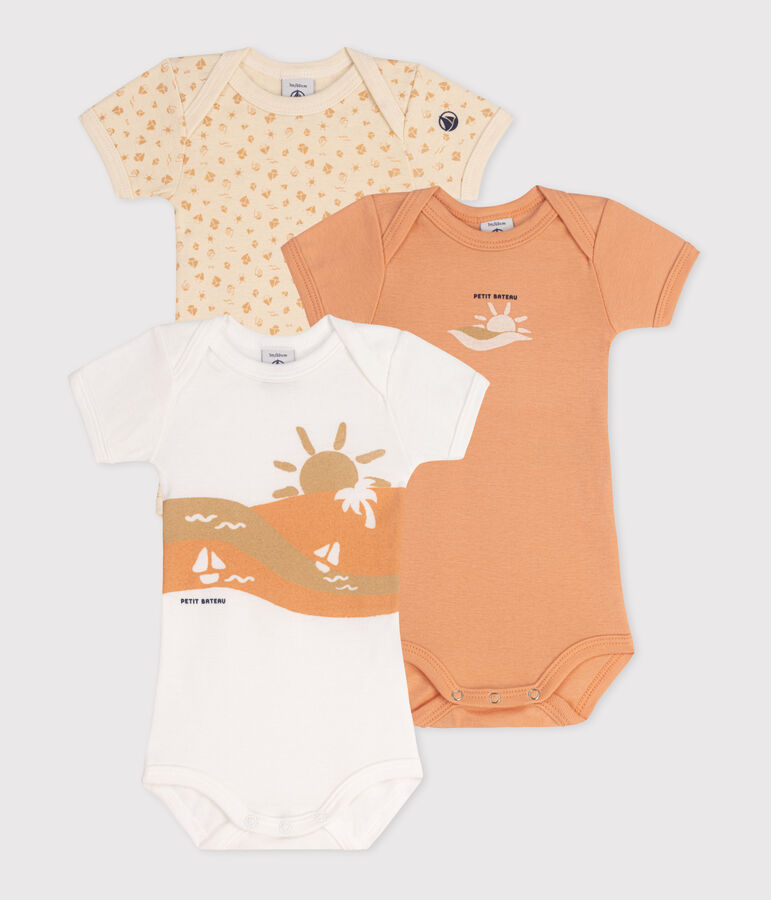 Juego de 3 bodis de algod&oacute;n de manga corta para beb&eacute; multicolor