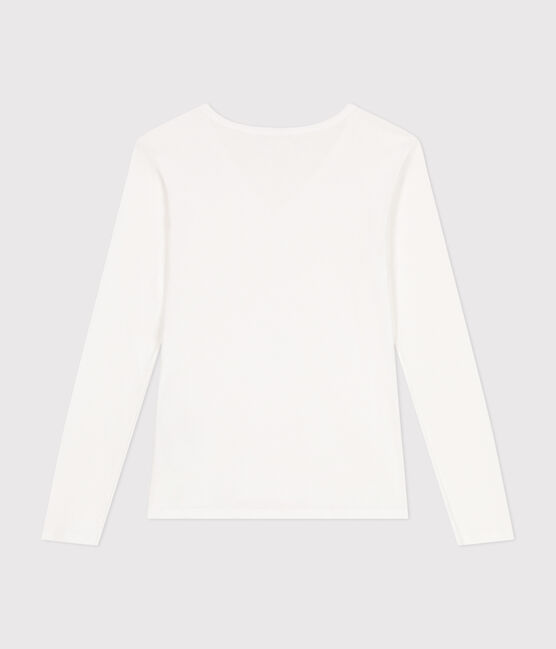 Camiseta Iconique de manga larga de algodón liso para mujer blanco ECUME