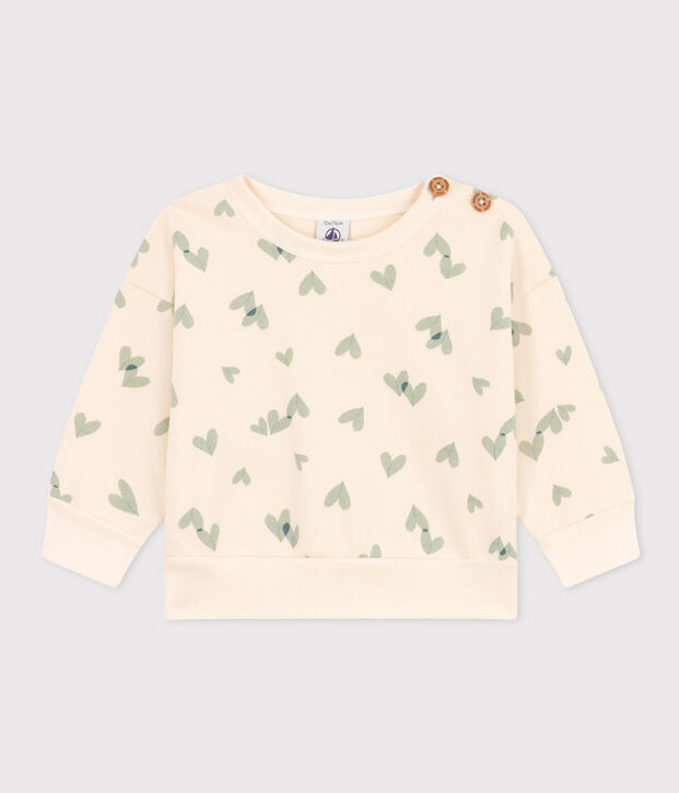 Sudadera de mulet&oacute;n estampada para beb&eacute; crudo/verde