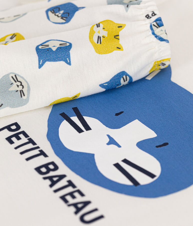 Pijama infantil corto de algod&oacute;n blanco/multicolor