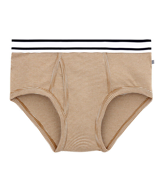 Calzoncillo para hombre con la milrayas marron BRINDILLE/blanco MARSHMALLOW