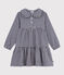 Vestido infantil de manga larga de franela a cuadros azul SOIR/ MILK