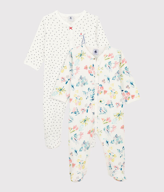 Lote de 2 pijamas enterizos de algodón de bebé niña variante 1