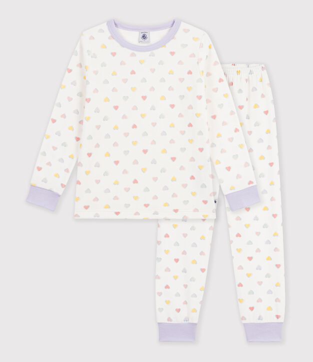 Pijama infantil de terciopelo con corazones blanco/multicolor