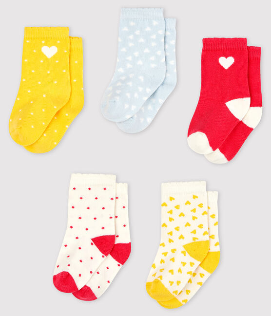 Lote de 5 pares de calcetines con dibujo de bebé niña variante 1