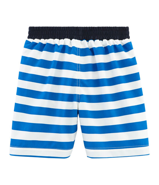 Shorts de playa infantiles para niño azul RIYADH/blanco MARSHMALLOW