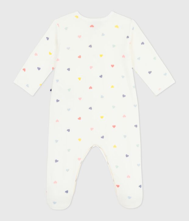 Pijama de terciopelo con estampado de corazones para beb&eacute; blanco/multicolor