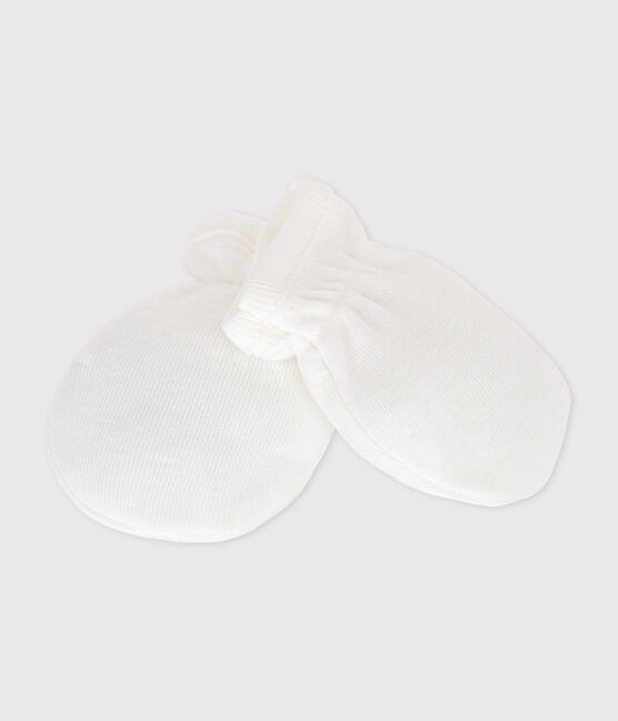 Manoplas de algodón liso para bebé blanco MARSHMALLOW