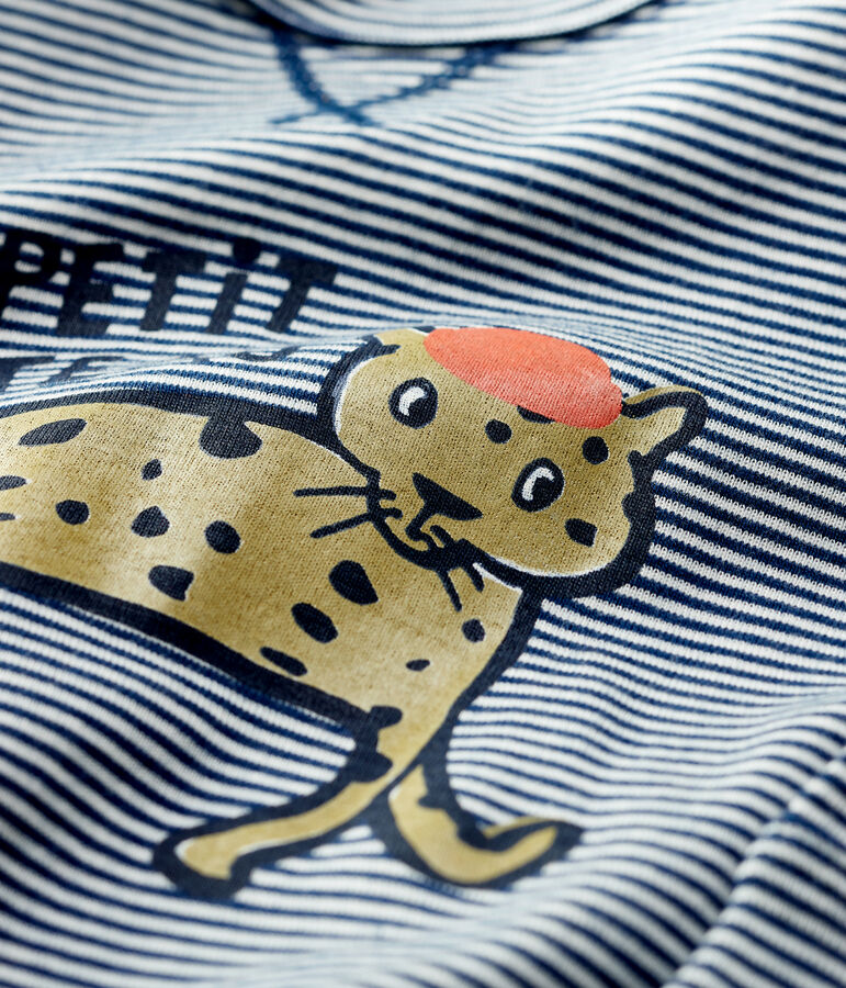 Camiseta de algod&oacute;n de beb&eacute; azul/blanco