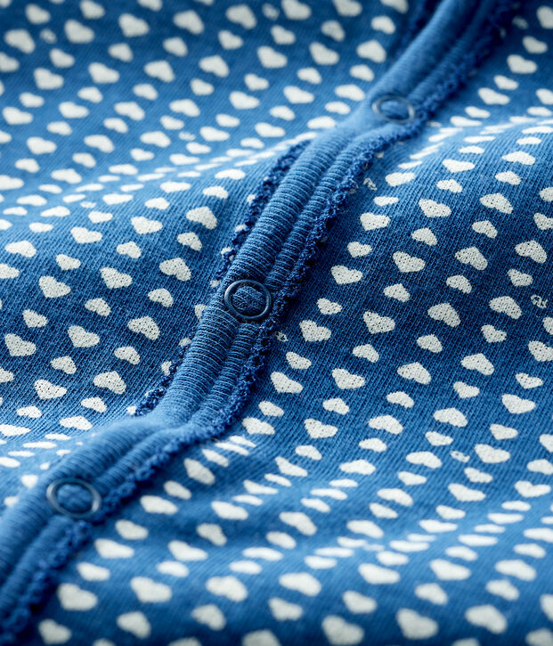 Pelele de punto tubular azul para beb&eacute; ni&ntilde;a azul/blanco