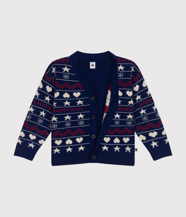 C&aacute;rdigan jacquard de lana y algod&oacute;n para ni&ntilde;o azul/multicolor