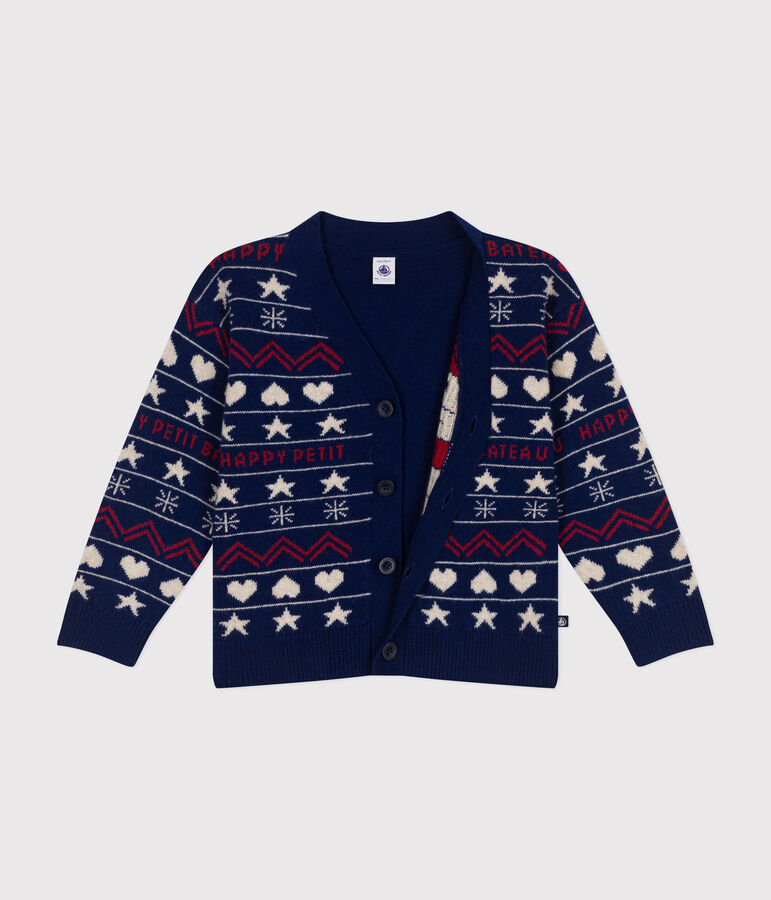 C&aacute;rdigan jacquard de lana y algod&oacute;n para ni&ntilde;o azul/multicolor