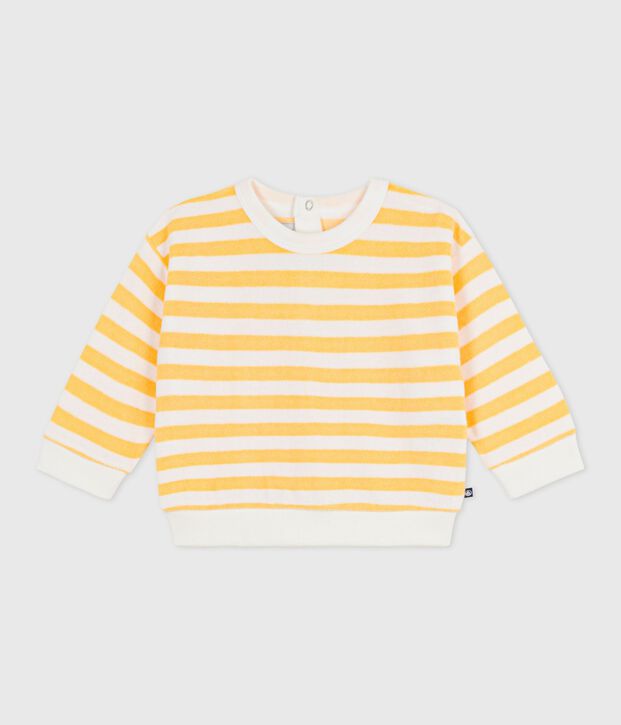 Sudadera de algod&oacute;n a rayas para beb&eacute; amarillo/blanco