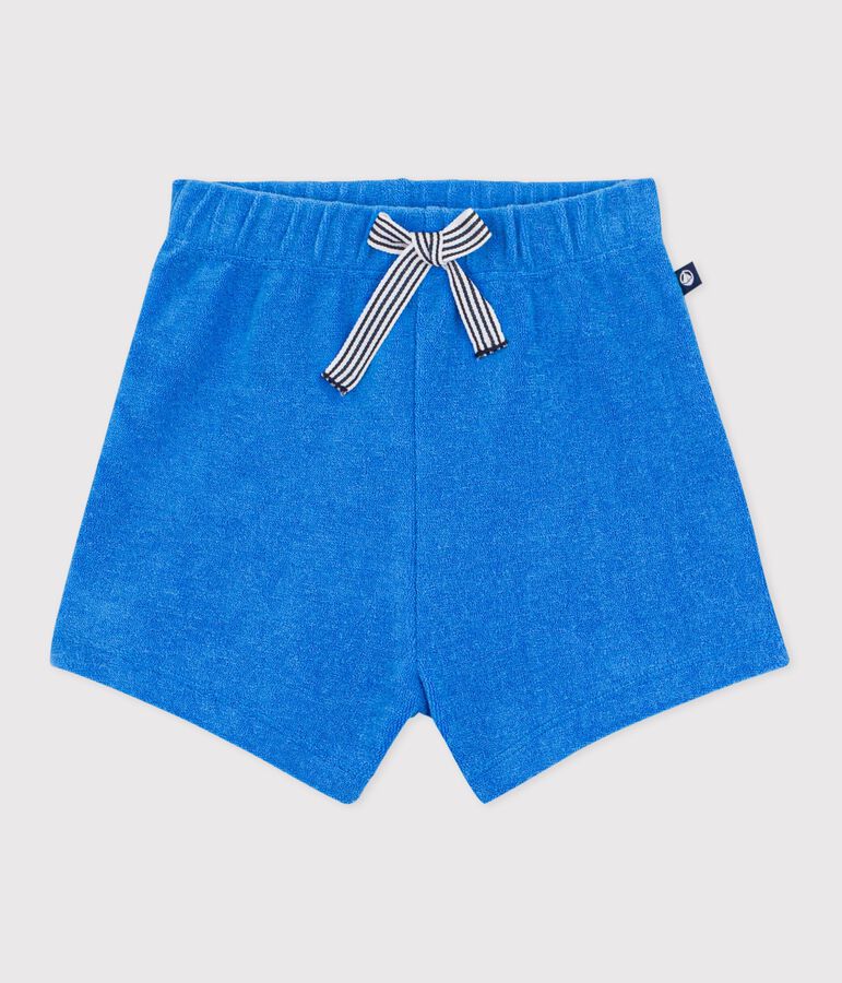 Shorts lisos de rizo para beb&eacute; azul