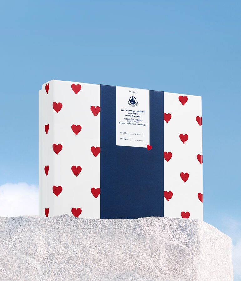 Caja regalo perfume beb&eacute; 50ml y peluche coraz&oacute;n blanco/blanco