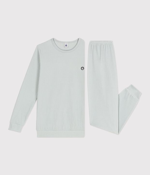 Pijama infantil de terciopelo liso azul