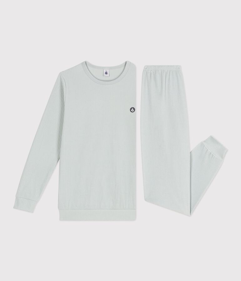 Pijama infantil de terciopelo liso azul