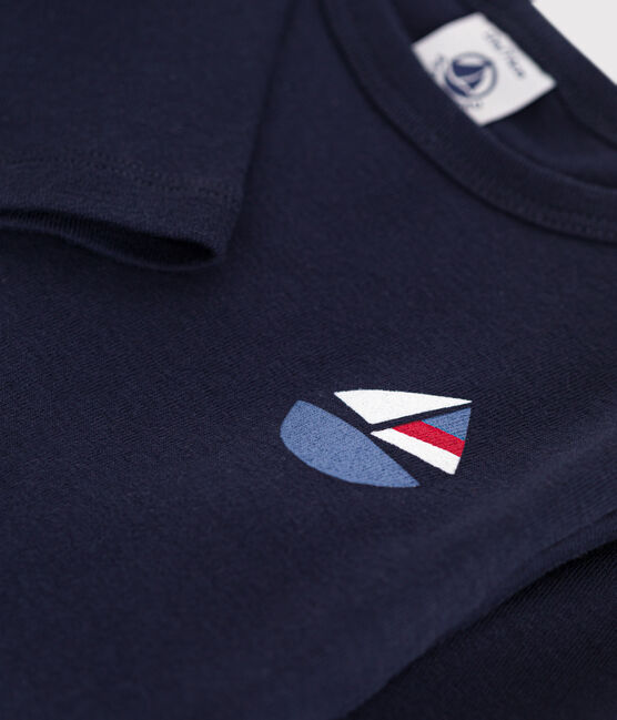 Camiseta de algodón de manga larga para bebé azul SMOKING