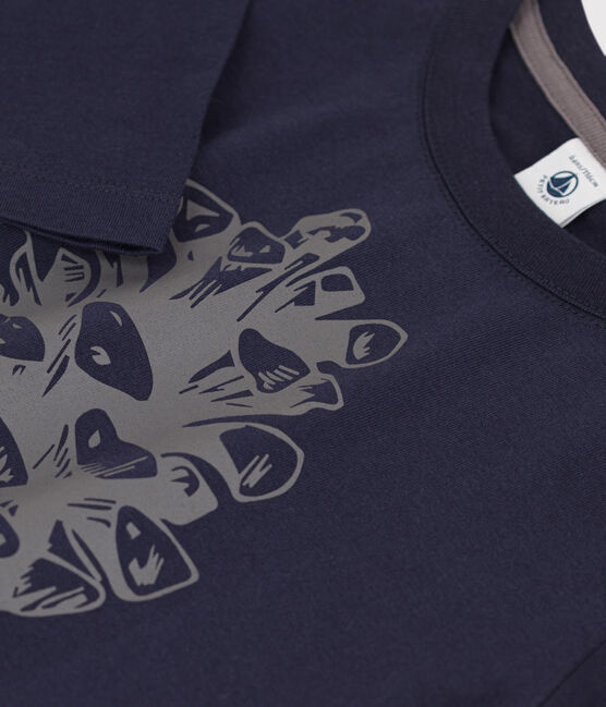 Camiseta de algodón de manga larga de niño azul SMOKING