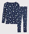 Pijama snugfit de estrellas de algodón de niño azul MEDIEVAL/blanco MARSHMALLOW