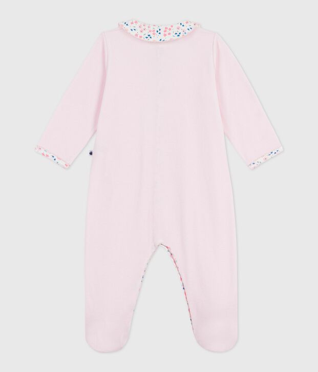 Pijama liso de terciopelo con cuello para beb&eacute; BARELY