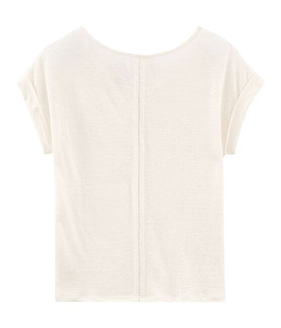 Camiseta manga corta de lino para mujer blanco MARSHMALLOW