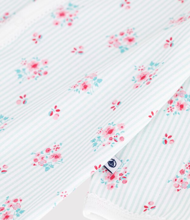 Pijama de algod&oacute;n con estampado floral para beb&eacute; blanco/multicolor