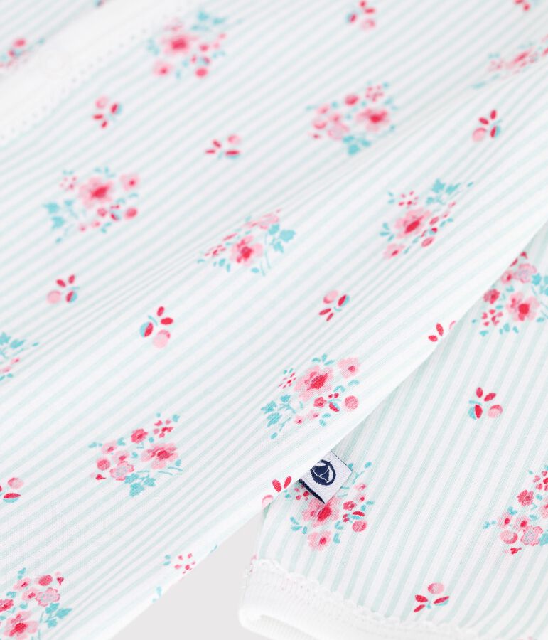 Pijama de algod&oacute;n con estampado floral para beb&eacute; blanco/multicolor