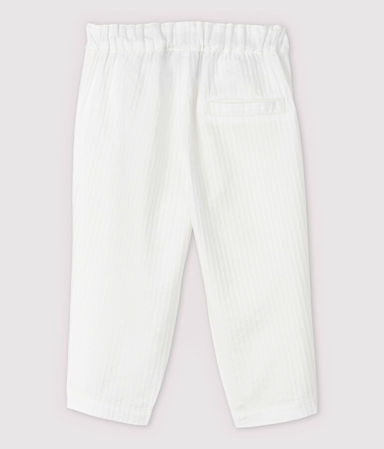 Pantal&oacute;n de vestir de rayas de popelina de beb&eacute; ni&ntilde;o blanco MARSHMALLOW