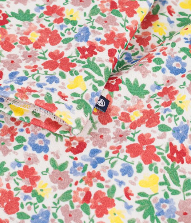 Vestido de algod&oacute;n de manga larga con estampado de flores para beb&eacute; blanco/multicolor