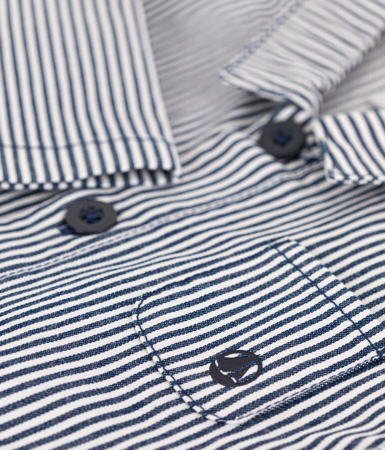 Mono largo de tela a rayas para beb&eacute; azul/blanco