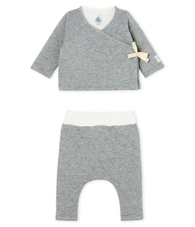 Conjunto de dos piezas para beb&eacute; de t&uacute;bico acolchado gris