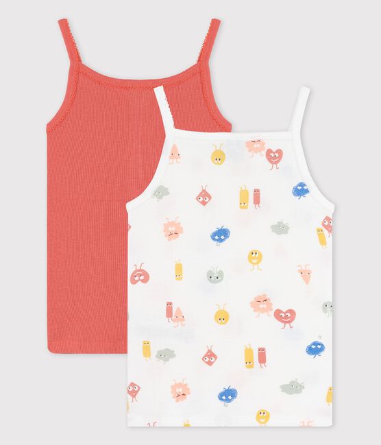 Juego de 2 camisas de tirantes de emociones de algodón y lyocell de niña variante 1