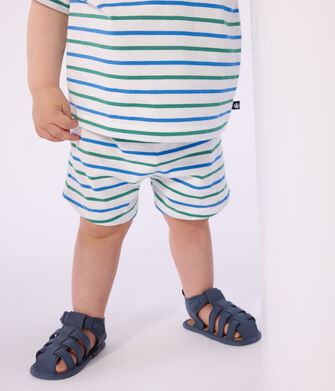 Shorts bicolores de algod&oacute;n a rayas para beb&eacute;