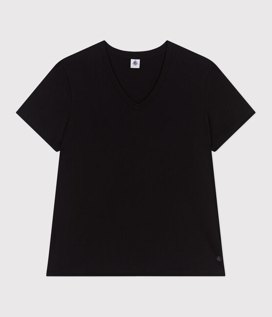 Camiseta Recta de algodón liso para mujer negro BLACK