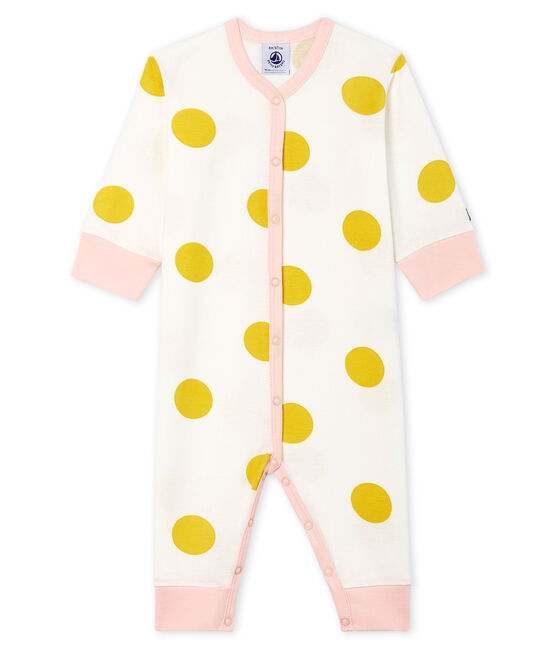 Pijama sin pies de punto para bebé niña blanco MARSHMALLOW+BLE