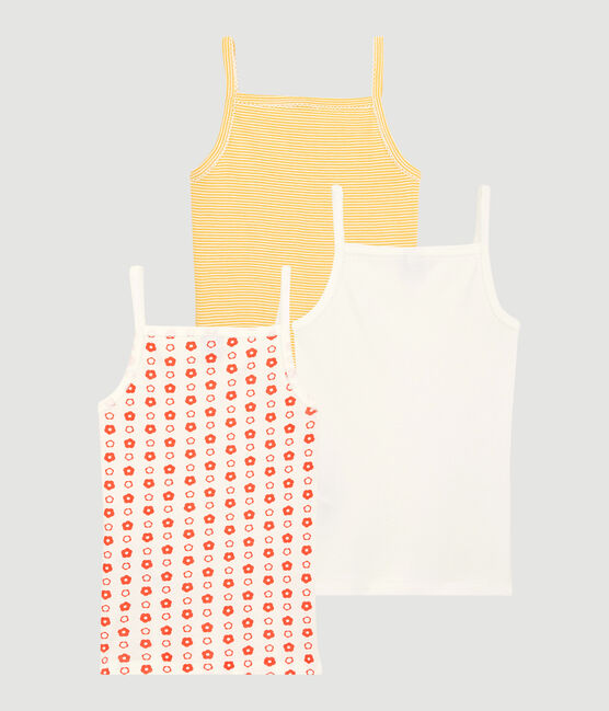 Juego de 3 camisetas de tirantes con estampado de flor gráfica de niña de algodón orgánico variante 1