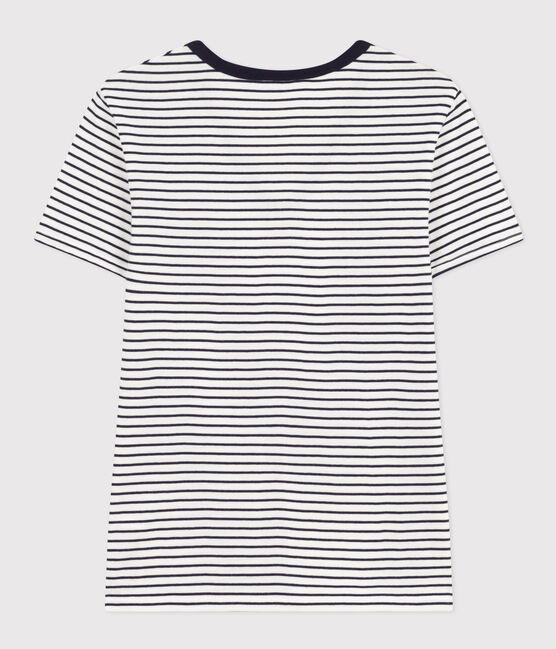 Camiseta La Icónica de algodón a rayas con cuello de pico para mujer blanco MARSHMALLOW/azul SMOKING