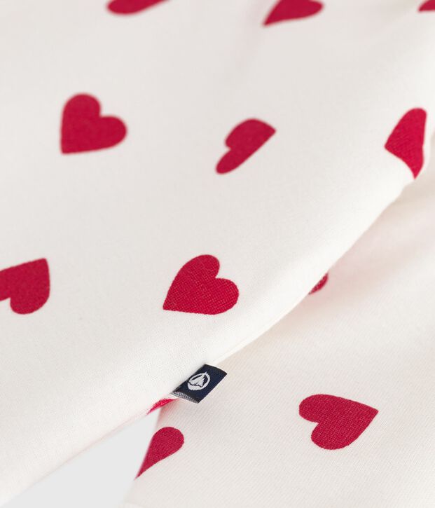 Mono de algod&oacute;n enguatado con estampado de corazones para beb&eacute; blanco/rojo