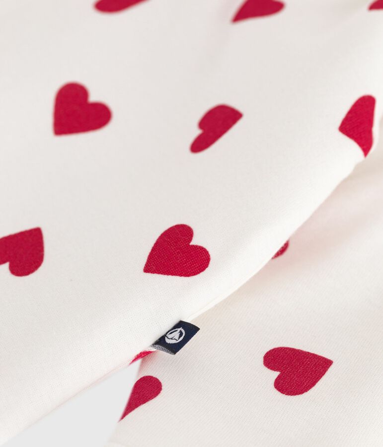 Mono de algod&oacute;n enguatado con estampado de corazones para beb&eacute; blanco/rojo