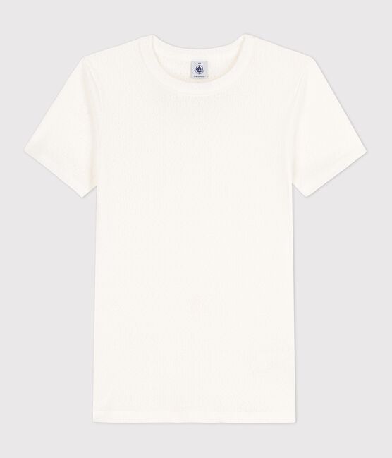Camiseta L'ICONIQUE de algodón calado de mujer blanco MARSHMALLOW