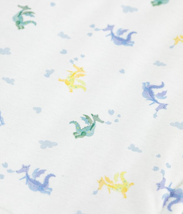 Chaleco reversible de algod&oacute;n con estampado de dragones para beb&eacute; blanco/multicolor