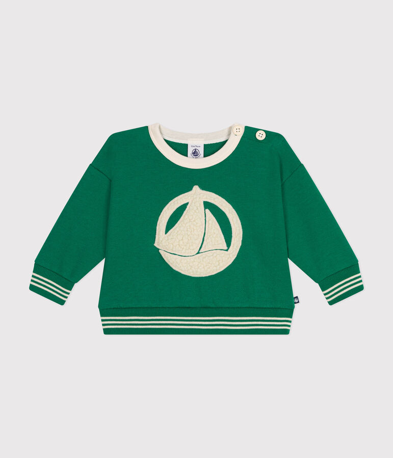 Sudadera de felpa para beb&eacute; verde JARDIN