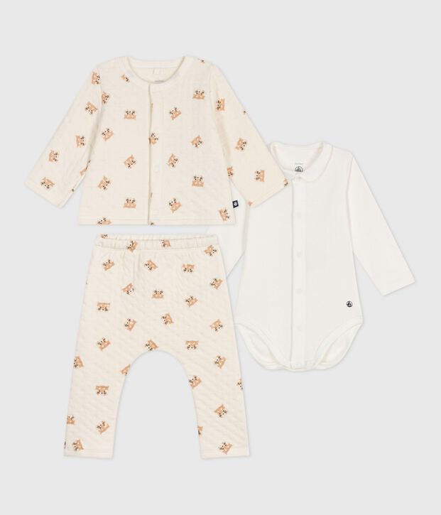 Conjunto de 3 piezas de algod&oacute;n con estampado de pandas rojos para beb&eacute; crudo/multicolor
