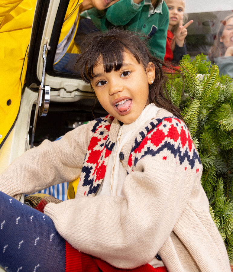 C&aacute;rdigan de lana y algod&oacute;n de ni&ntilde;a beige/multicolor