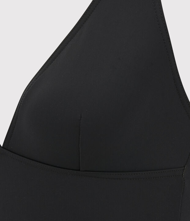Traje de ba&ntilde;o de 1 pieza liso de mujer negro